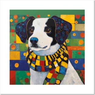 Gustav Klimt Style Puppy Dog with a Colorful Scarf Posters and Art